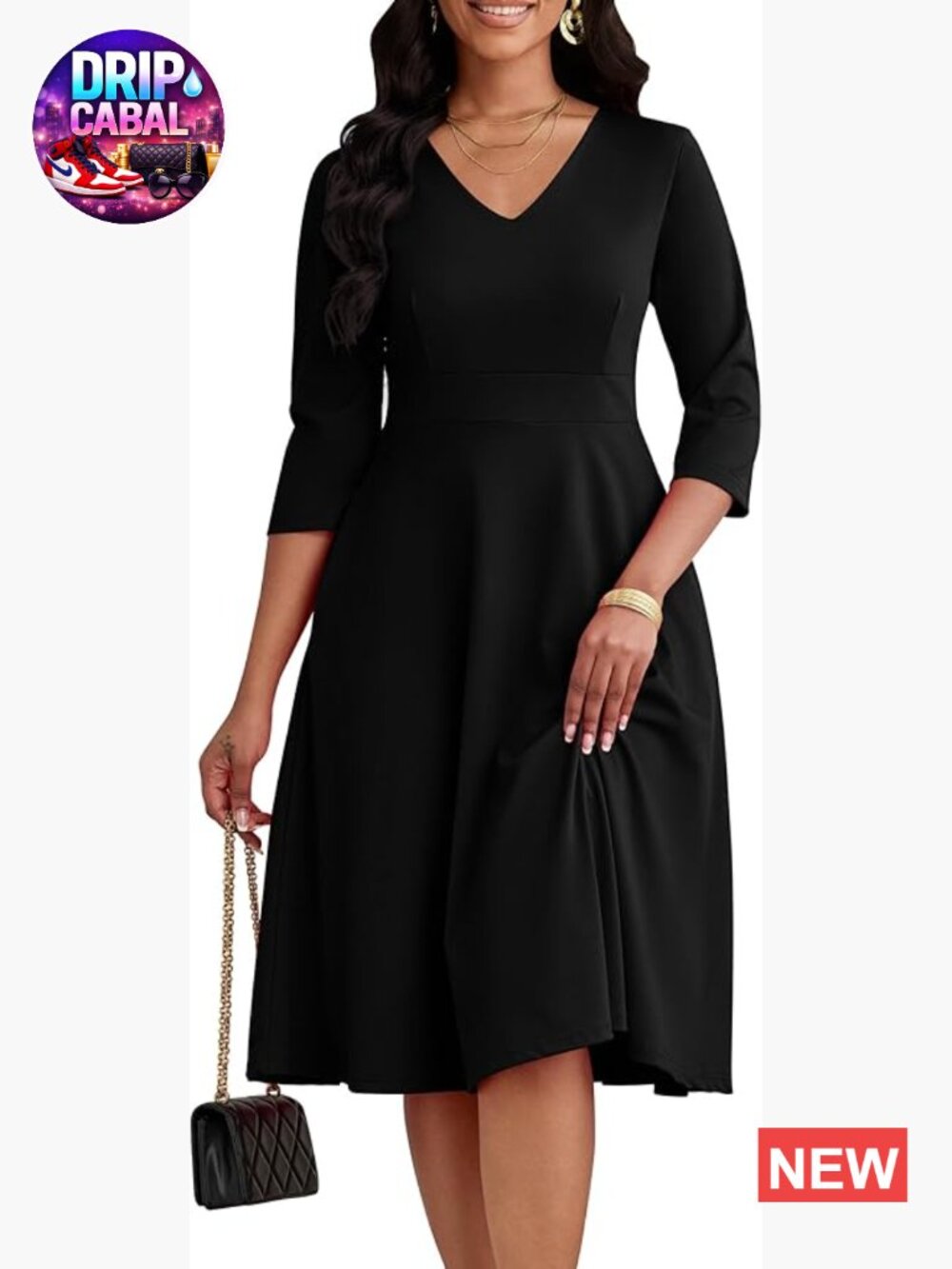 Polyester Blend Fit and Flare Dress with Pockets